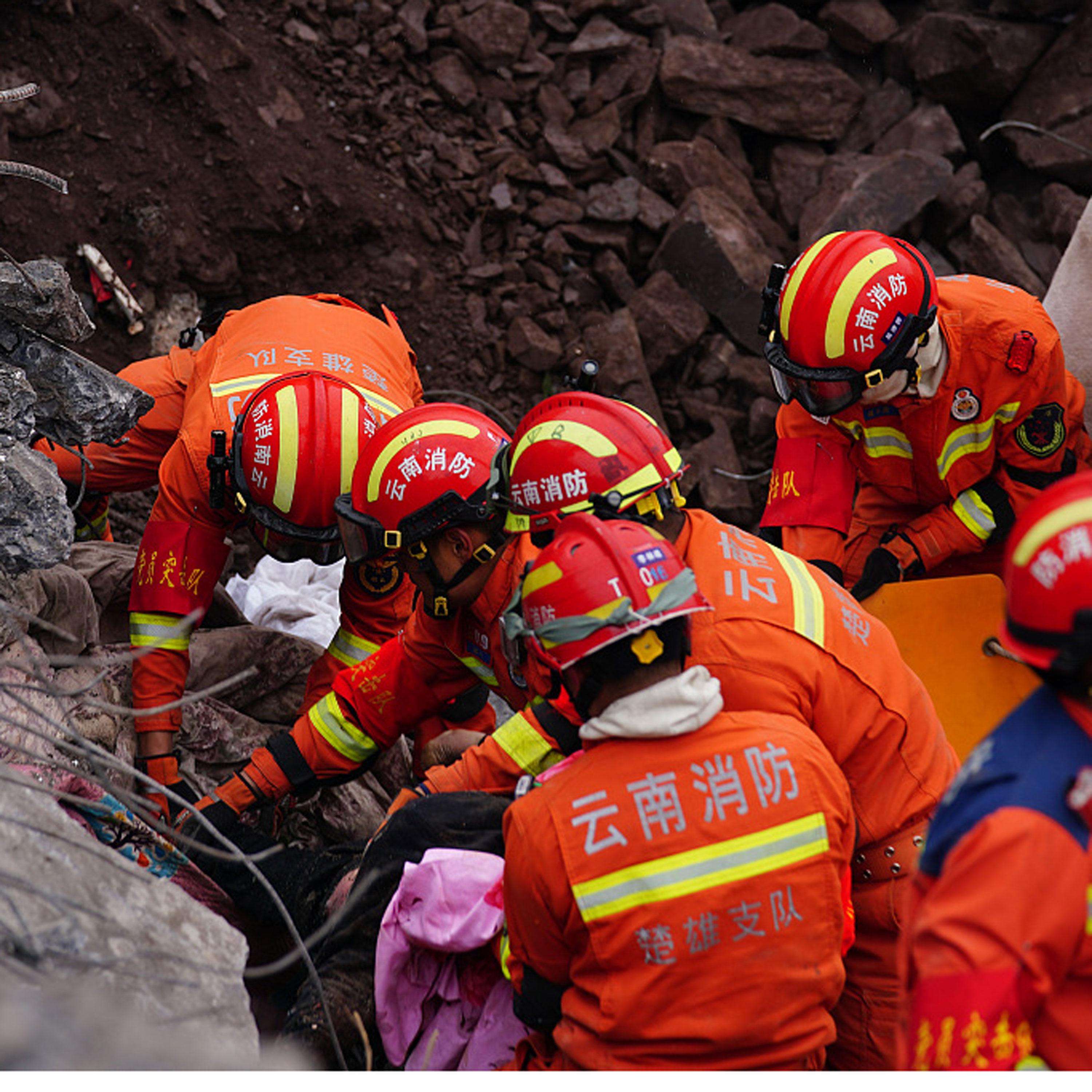Rescue and disaster relief efforts continue in landslide-hit Yunnan